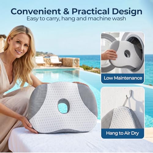 Idle Hippo Hot Tub Booster Seat, 4D Air Mesh Hot Tub Pillow with Powerful 6 Non-Slip Suction Cups, Ergonomic Booster Cushion, Quick Dry Spa Pillow for Indoor Outdoor Hot Tub-White/Grey - color: White