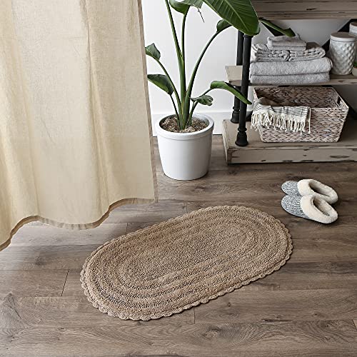 DII Crochet Collection Reversible Bath Mat, Large Oval, 21x34, Stone - color: Stone, size: 1'9" x 2'10" (Oval)