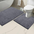 LuxUrux Bathroom Rugs Sets 2 Piece, Bathroom Rug Set, Soft Absorbent Chenille Bath Mat & Contour Toilet Rug, Non Slip, Quick Dry, Machine Washable Shaggy Bathroom Mats (Gray, 20"x30"+20"x20" U-Shaped) - color: Dark Grey, size: 2 Piece Set
