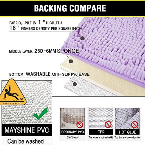 BOANKODU Bath Mat Set, 2-Piece Very Soft Chenille Bathroom Rugs, Non-Slip, Machine Washable (Lavender, 32x20 Inch U-Shaped + 20x20 Inch) - color: Lavender, size: 20" x 32" + 20" x 20" (U-Shape)