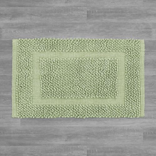 Jean Pierre New York 100% Chenille Cotton Skid Resistant Plush Bath Mat - 17"x24" Bathroom Rug - Sage Green - color: Sage Green, size: 1'5" x 2' (Rectangular)