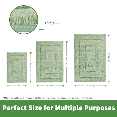 GRANNY SAYS Sage Green Bathroom Rugs Non Slip, 24" x 36", Large Bathroom Rugs Washable， Bath Rugs for Bath，Bath Mats for Bath Floor, Microfiber Bath Mat for Tub, Absorbent Shower Rug - color: Green, size: 2' x 3' (24" x 36")