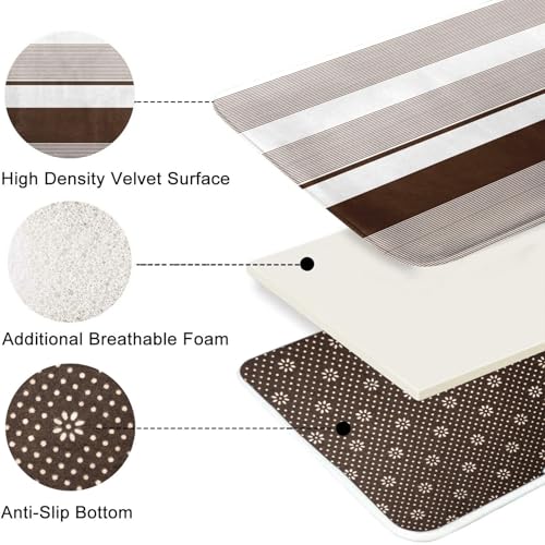 ArtSocket Brown Striped Bathroom Set with Shower Curtain and Bath Rugs and Accessories,Boho Modern Non-Slip Shower Curtain Set,Bathroom Decor 3 Pcs - color: Brown Striped