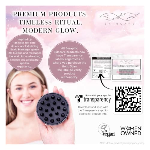 SERAPHIC SKINCARE Scalp Scrubber & Wet Brush – BPA-Free Silicone Bristles & Wheat Straw Handle – Scalp Massager for Hair Growth, Deep Cleansing & Dandruff Removal for All Hair Types - style: Scalp Massager