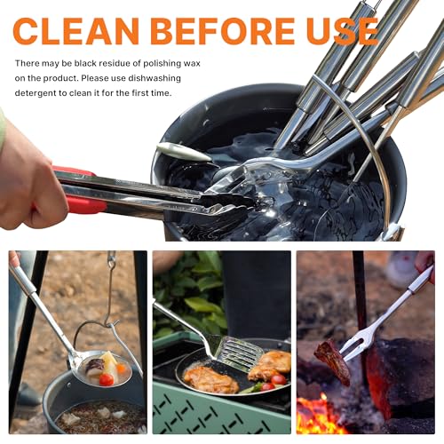 Gaialoop Portable Camping Cooking Utensils Set, Camp Kitchen Set with Organizer Bag, RV Essentials Outdoor Cooking Utensil Kit for Travel, Picnics, Camping, BBQs, Parties - style: 34pcs