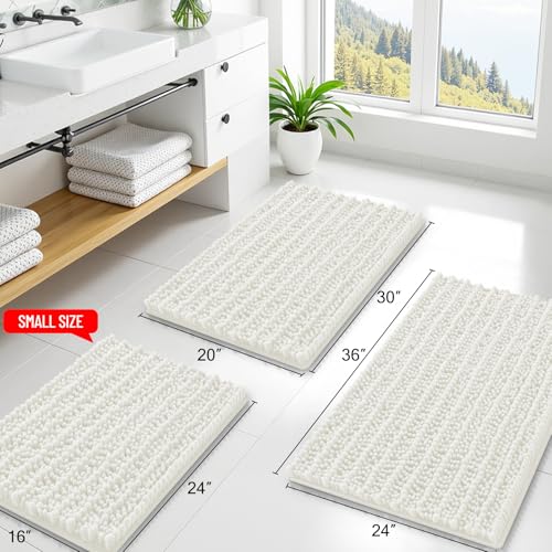 Smiry Bathroom Rugs Mat 30x20, Extra Soft Absorbent Chenille Bath Rugs, Non Slip Rubber Backing Machine Washable Quick Dry Bath Mats for Bathroom Floor, Tub, Shower, Home Decor Accessories, Ivory - color: Ivory, size: 30'' X 20''