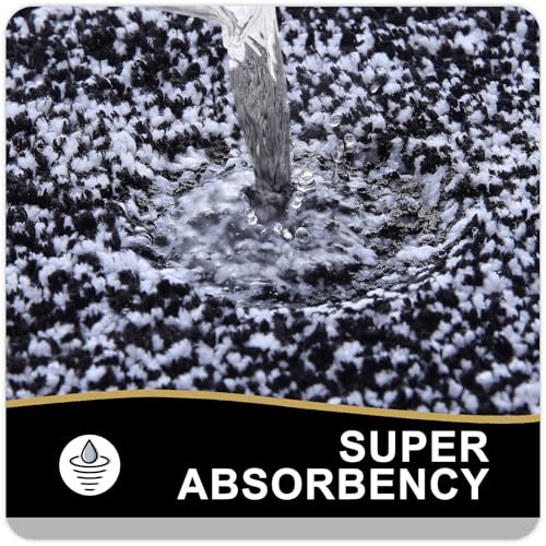 OLANLY Bathroom Rugs Sets 3 Piece, Soft Absorbent Microfiber Bath Mats and U-Shaped Contour Toilet Rug, Home Decor Accessories, Non-Slip, Bath Mat Set for Bathroom (47"x20"+24"x16"+24"x20", Black) - color: Black and White, size: 47" X 20" + 24" X 16" + U