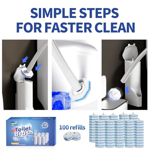 100pc Bulk Toilet Wand Refills - Disposable Toilet Brush Replacement Heads, Pack for Household Cleaning Bathroom cleaners Compatible Heads,washroom mats Brush Cleaning System,Clean Refill Pads.