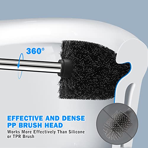 Toilet Brush and Holder, 2 Pack Toilet Brush with 304 Stainless Steel Long Handle, Toilet Bowl Brush for Bathroom Toilet-Ergonomic, Elegant,Durable (Grey) - color: Gray