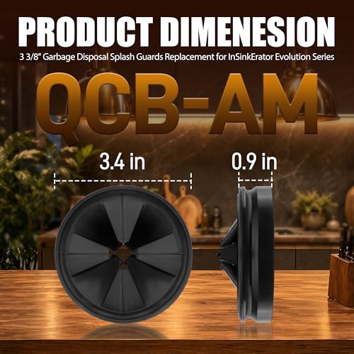 3 3/8" Garbage Disposal Splash Guard, QCB-AM Sink Baffle Replacement for InSinkErator Evolution Series, Upgraded Removable Quiet Collar Drain Plugs, Garbage Disposer Accessories, Black - color: Deep Black - 1 Pack
