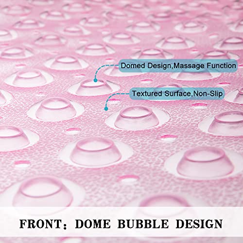 Bathtub and Shower Mats, Extra Long Non-Slip Bath Tub Mat 39 x 16 Inch, Machine Washable Bathmat with Suction Cups & Drain Holes for Bathroom Floor, Clear Pink - color: Clear Pink