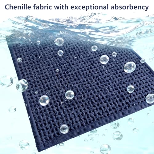 Bathroom Rugs Non Slip Washable, Super Absorbent Thin Bath Mat for Small Quick Dry Low Pile Bathroom Rug, (Navy Blue, 32″x20″) - color: Navy Blue, size: 1'8" x 2'8" (32″x20″)
