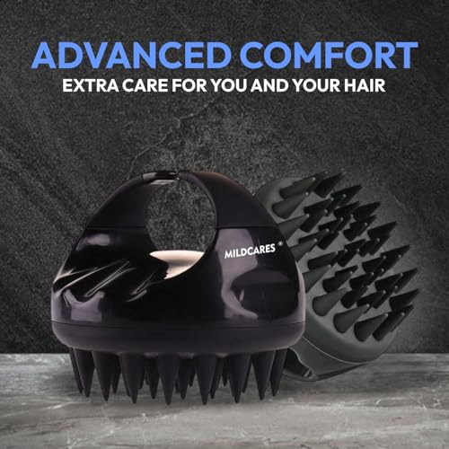 Silicone Body Scrubber & Scalp Massager for Men & Women | Cleanses, Exfoliates & Removes Dead Skin | Super Soft Silicone Bristles for Both Body and Hair | Set of 2