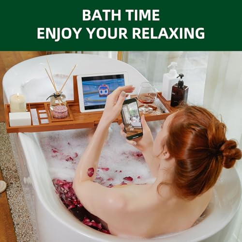 Bathtub Tray, Retractable Bathtub Rack for Bathtub, Sturdy and Waterproof Home Spa, Favored Gift by Lady Teak Color