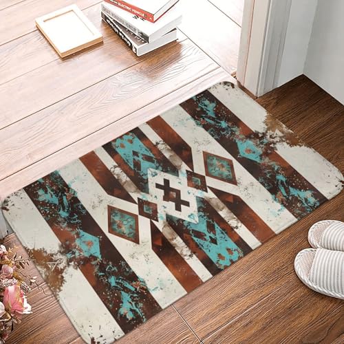 Bath Mat Cowhide Print Western Quick Dry Bathroom Rugs Non Slip Absorbent Shower Flannel Rug Floor Mat for Bathroom,Bathtub,Sink,Bedroom,16"X24" - color: Cay16