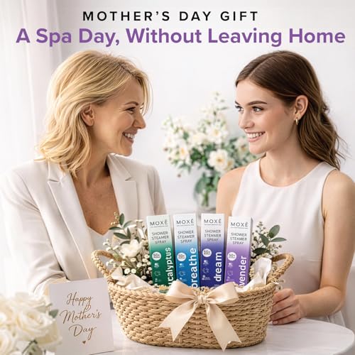 MOXE Aromatherapy Shower Mist Variety Pack, Eucalyptus, Lavender, Breathe and Dream, Spa Steam Spray, Natural 100% Essential Oils, Aromatherapy, Sinus Congestion Relief, 4 Pack (8oz) - color: Variety Pack, size: 2 Fl Oz (Pack of 4)