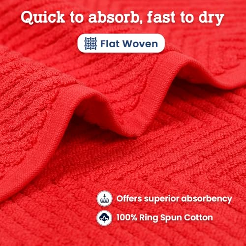 Casa Lino 100% Cotton Bath Mat Set of 2 (NOT A Rug) - 34" x 22" Bathroom Floor Towels - Machine Washable, Soft, Highly Absorbent & Quick Dry Bath Floor Towel (Red) - color: Red