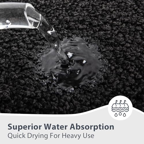 anllugs Bathroom Rugs 24" x 60", Non-Slip Extra Soft Absorbent Bath Rugs, Machine Washable Quick Dry Bath Mats for Bathroom Floor, Shower, Bathtub and Sink, Black - color: Black, size: 24" X 60"