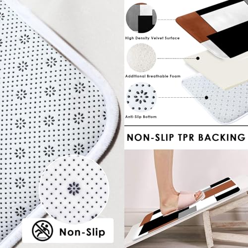 Brown Geometric Shower Curtain Set with Toilet Lid Cover and Non-Slip Rugs for Bathroom, Black Grey White Checkered 4 Pcs Shower Curtain, Modern Abstract Bathroom Set with 12 Hooks - color: Abstract Geometric Brown