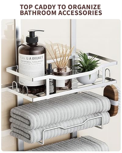 Hanging Towel Racks for Bathroom No Drill - Over The Door 8-Tier Bath Towel Storage Organizer for Small Bathrooms - Back Door Large Tiered Towel Holder Hanger for Rolled Towels RV Camper Silver - color: Silver, size: 8 Tier