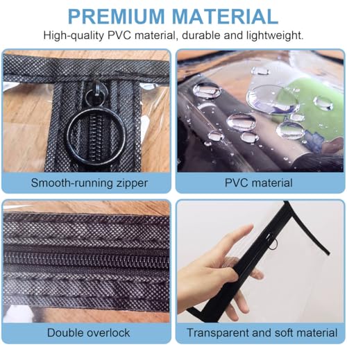 Clear Toiletry Bags with Loop Zipper, 3 Assorted Sizes PVC Cosmetic Pouches, Large Medium Small Travel Makeup Storage Organizer for Men Women