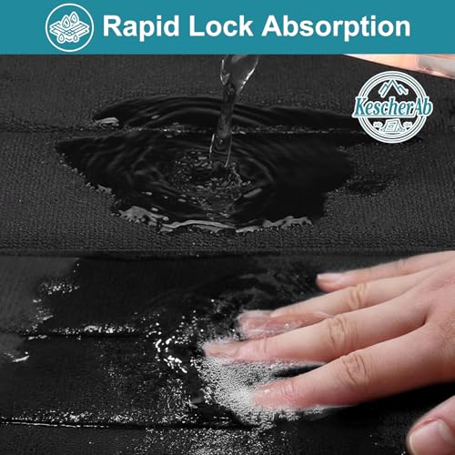 Bathroom Rugs Sets 3 Pieces Thicker Memory Foam Bath Mat with Non Slip Backing, Machine Wash, Dries Quickly, Ultra Soft Black Bath Carpet with Toilet Rug for Bathroom,Kitchen,Tub - color: Black, size: 31" X 19" + 23" X 15" + U19" X 15"
