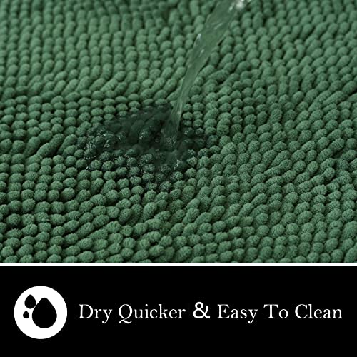 Bathroom Rugs Chenille Bath mat 2 Piece Set, Super Absorbent, PVC Non Slip Backing, Bath mats for Bathroom, Plush Shaggy, Thick, Machine Washable, Bathtub, Shower, Toilet.(Deep Green) - color: Deep Green, size: 16''×24''+20''×32''