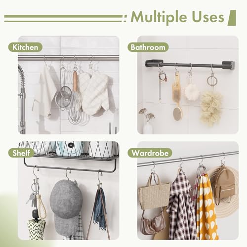 Amazer Nickel Shower Curtain Hooks, 12PCS Minimalist Simple Double Shower Curtain Rings, Rust-Resistant Metal Shower Hooks, Cylinders Shower Rings for Bathroom Shower Rods Curtains - color: Nickel, style: Cylinders - Double Hooks