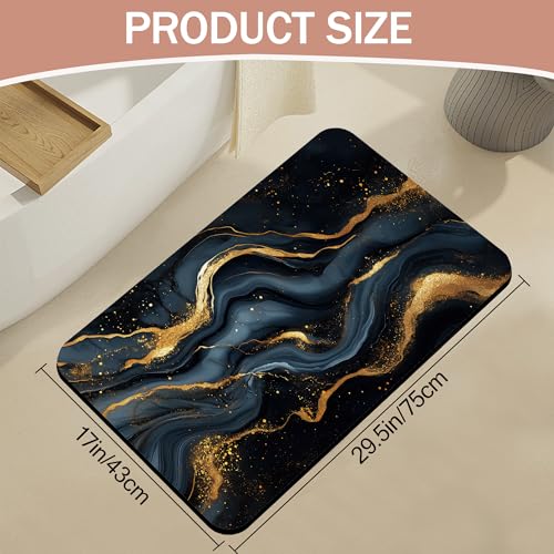 Bath Mat, Abstract Marbled Bathroom Rugs,Quick-Drying Non-Slip Rubber Bath Mats Gold Black Absorbent Diatomaceous Earth Mat for Bathroom Home Decor 17"x29.5" - color: Abstract Marbled,gold Black