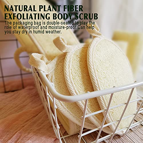 YIQINGJIE Natural Loofah Sponge Exfoliating Body Scrubber(4 Packs),Made with Eco-Friendly and Biodegradable Soft Shower Luffa Sponge, Loofah for Women and Men, Brown - style: Bag
