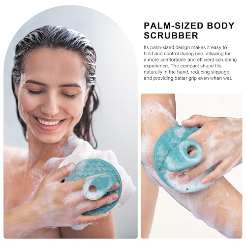 African Net Exfoliating Sponge Case with Silicone Body Brush, Dark Green | 2in1 Quick-Dry Bath Mesh Washcloth Shower Scrubber, Massaging, Cleansing, Skin Smoother, INNERNEED - color: Darkgreen