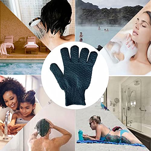2 Pairs Bath Exfoliating Gloves for men and women – CLEEDY 4 Pcs Heavy and Large Exfoliating Gloves Scrubbing for Shower, Spa, Massage - Scrub Exfoliating Mitts for Body, Face, Hand and Foot (black) - color: 2 pairs black
