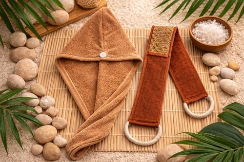 Eco Friendly Natural Spa Set for Women Gift Box with Wooden Comb Set, Bath Strap, Gua Sha, Facial Sponge, Self Care Kit Birthday, Mothers Day, Wellness, Relaxation Kit