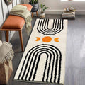 Boho Bathroom Runner - 20"x47" Long Abstract Bath Mat, Soft Plush Fluffy Non Slip Washable Beige Rug for Bedroom/Hallway - color: Beige, size: 1'8" x 3'9" (Rectangular)