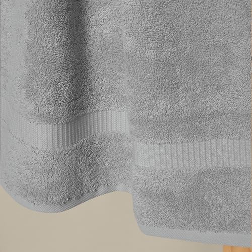 SALBAKOS 100% Turkish Cotton 6-Piece Towel Set | Premium Quality Hotel & Spa Collection | Soft, Super Absorbent 2 Washcloth, 2 Hand, 2 Bath Towel Sets | Made in Turkey (Silver, 6 Piece Towel Set) - color: Silver, size: 6 Piece Towel Set