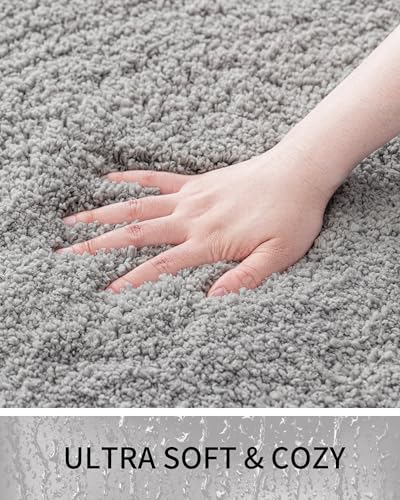 Bathroom Rugs Non Slip Washable, Ultra Thick Soft Microfiber Absorbent Bath Mats, High Density Foam Latex Non Slip Backing Bath Rugs, Fluffy Floor Carpet for Tub&Shower 24x17, Grey - color: Grey, size: 24" X 17"(Small Bathroom Rug)