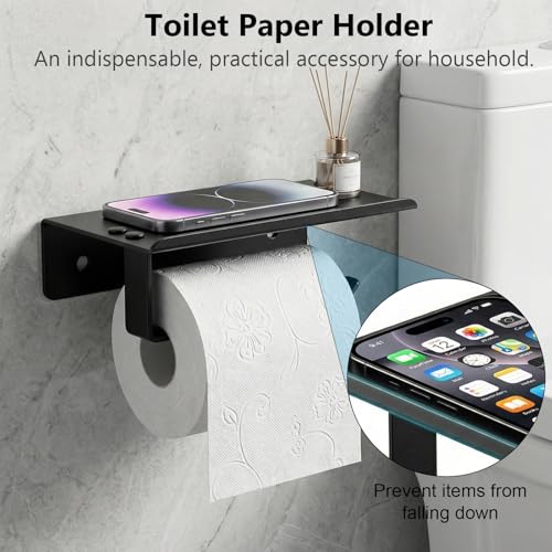 Tudoccy 5-Pieces Matte Black Bathroom Accessories Set, Bathroom Hardware Set SUS304 Stainless Steel Rustproof Wall Mounted - Includes 16" Hand Towel Bar, Toilet Paper Holder with Shelf, Towel Hooks - color: Black, size: 16 Inch 5 pcs