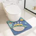 Cute Toilet Rug U Shaped, Microfiber Bathroom Toilet Rugs Non Slip Bath Mat Toliet Rug Machine Washable Absorbent Bathroom Rugs 20 x 22 Inches, Rocket - color: Flying Saucer