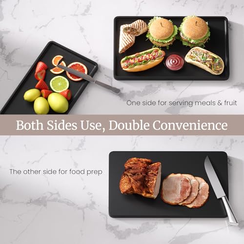 VERTORGAN Bamboo Serving Tray,11.8x5.9 Inch Decorative Trays Platter for Coffee Table,Living Room,Bar,Party,Mini Charcuterie Boards Cheese Board,Home Decor（Black） - color: Black, size: 11.8" x 5.9" x 0.6"