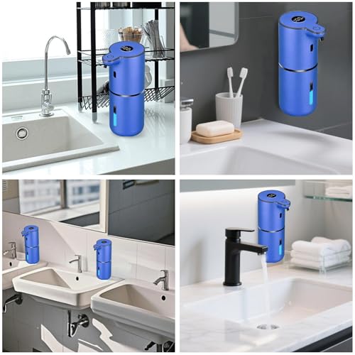 OHIFAST Automatic Liquid Soap Dispenser Touchless, USB Rechargeable Smart Hand Soap Dispenser, 6-Level Adjustable, 12.8oz/380mL Wall Mounted for Bathroom Kitchen Accessories Dish Soap-Blue - color: Blue, style: Liquid