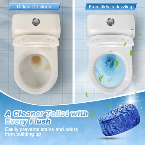 KIISIISO Multipurpose Bathroom Cleaners, 54 Pack Commercial & Household Toilet Bowl Cleaners, Blue Toilet Bowl Tablets Drop in Tank, Janitorial Deodorizers - size: 1 Count (Pack of 54)
