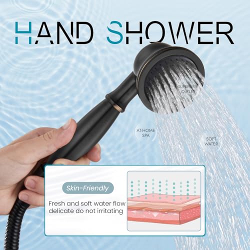 gotonovo Wall Mount Clawfoot Bathtub Faucet with HandHeld Spray and 360° Double Cross Handle Swivel Spout Vintage Tub Shower Faucet Set with Adapter Adjustable Swing Arms Oil Rubbed Bronze - color: Oil Rubbed Bronze