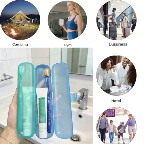 2 Pack Toothbrush Travel Case, Breathable Toothbrush Travel Holders, Tongue Scraper Case, Compact Portable Toothbrush Holder for Travel, Vacation, Camping, Gym, Business Trips, Office, Cruise - color: Light color