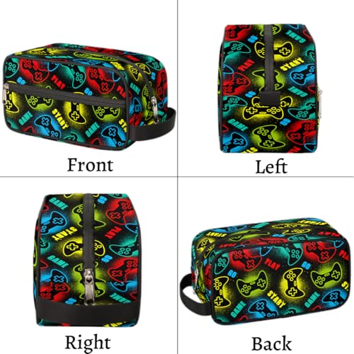 Kids Travel Toiletry Bag - Waterproof Hanging Cosmetic Hygiene Bags for Boys Men - Large Shave Kit for Toiletries Accessories Bathroom Stuff, Game Controller - color: Game Controller
