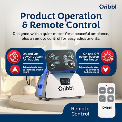 Dribbl Electric Bubble Massage Bathtub Mat – Non-Slip Full-Body Waterproof Hot Tub Spa Mat for Bath with Heater, Motorized Air Pump, and Remote Control, 6-Speed Adjustable Massage, Blue - color: Blue