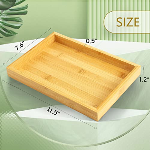 Natural Bamboo Vanity Tray, Sink Tray, Smooth and Thick Wooden Tray for Toilet Tank and Bathroom Counter Top, Kitchen Decor Wood Holder and SPA Home, 11.5x7.6x1.2 inches - size: 11.3" x 7.6" x 1.2"
