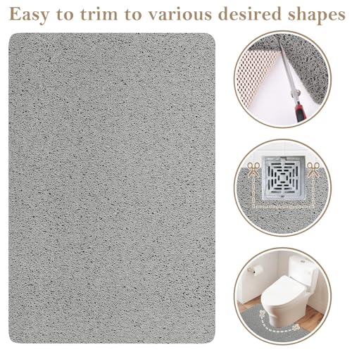 Shower Mat Bathtub Mat Non-Slip,36x16 inch, Soft Tub Mat with Drain,PVC Loofah Bath Mat (Phthalate Free) for Tub and Bathroom,Quick Drying,Grey - color: Grey, size: 36" x 16" (Rectangular)