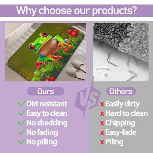 Tree Frog Bath Mat, Water Absorbent Quick Dry Thin Bathroom Floor Mat, Rug for Bathroom Kitchen 17"x30" - color: Tree Frog
