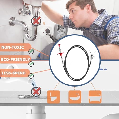 32 Inch Flexible Drain Snake Hair Remover Tool, 4-Claw Grabber Drain Cleaner for Sink, Shower & Bathtub Clogs - style: 32 IN