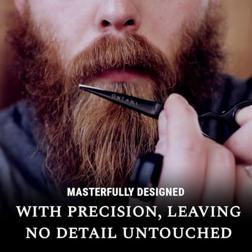 5" Beard and Mustache Scissors for Men with Combs - German Steel - Black | Bevel-Edge Precision Styling Scissors - Complete Beard and Moustache Trimming Kit - color: Black